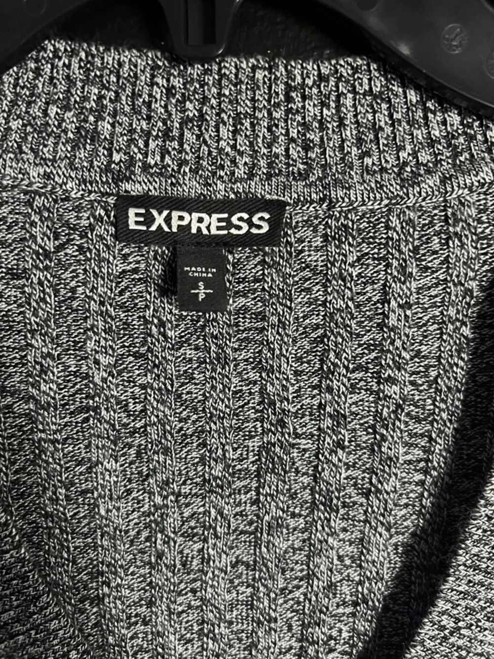 Express Women's Heathered Gray Ribbed Deep V-Neck Sweater - Picture 3 of 4